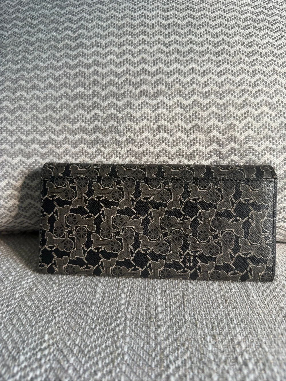 Celine Macadam Triomphe Black PVC & Leather Continental Long Wallet